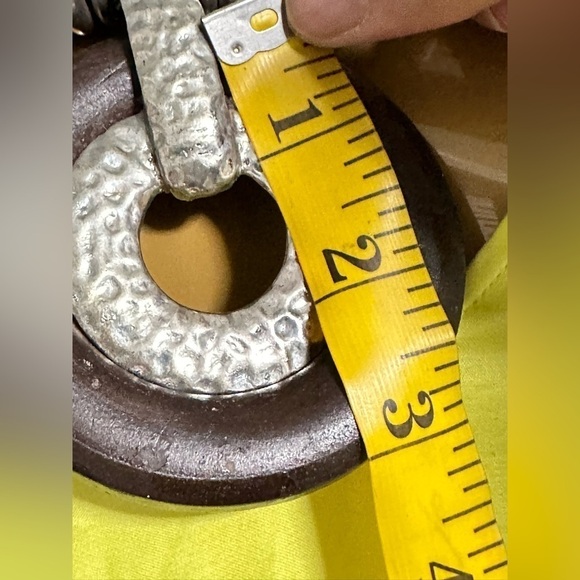 Artisan Necklace Brutalist Statement Brown Wood Ring Silver Tone Braided 3405 W - Picture 7 of 15